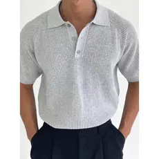 Camisa polo de malha Waffle americana textura Raglan manga curta lapela moletom favo de mel oco camisa polo na moda