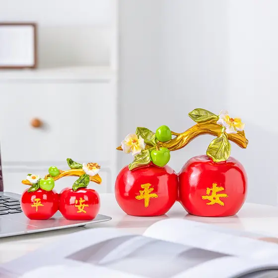 Fu Lu Ping um carro de maçã pequenos ornamentos chinês Desktop sala estar TV gabinete decoração presente mesa chá bandej