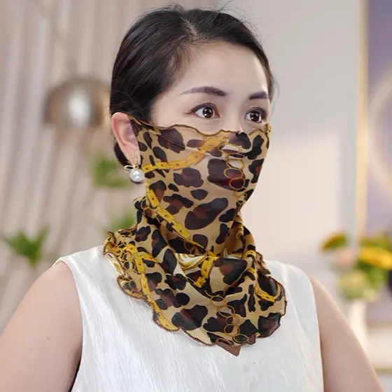 Protetor solar véu de seda gelo rosto cheio pára-sol lenço de seda feminino verão máscara babador capa pescoço proteção