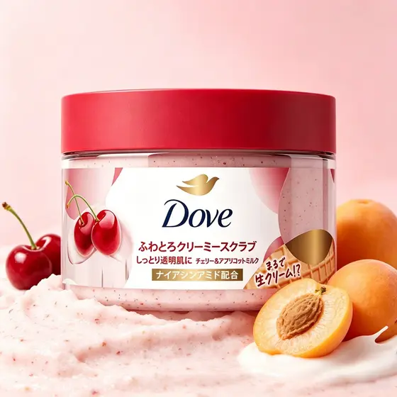 Dove/Dove Scrub Cereja Damasco Leite Fragrância 298g * 2 Limpeza Hidratante Aroma Esfoliante MM Sam Novo Produto