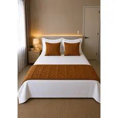 Kit 3 Peças Cama Posta 1 Peseira e 2 Capas de Almofada Decorativa Flannel trançado bem Elegante