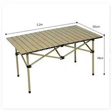 Mesa Dobrável de Alumínio 120cm Portátil com Saco Camping Churrasco Bege Resistente