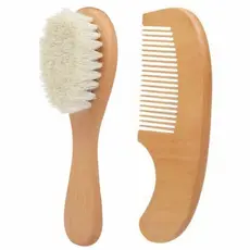 3 Peças de Escova de Cabelo para Bebês Pente de Madeira de Lã Macia  Massageador para Recém-Nascidos escova bebê madeira
