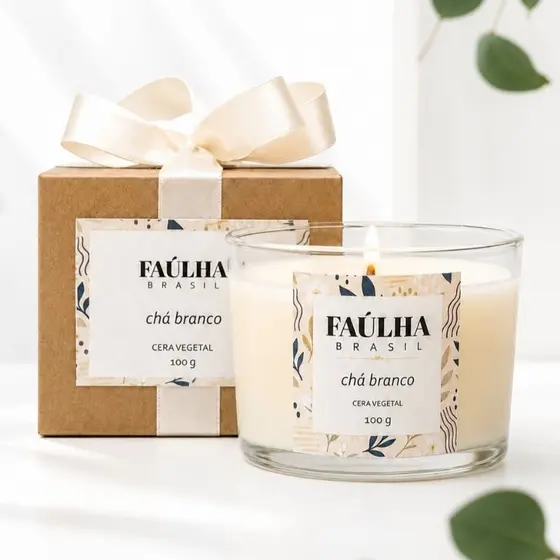 Vela Aromática Perfumanda Artesanal 100g Cera Vegetal + Caixa  Presente e Tampa de Madeira