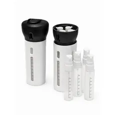 Kit Dispenser Viagem 4 em 1 Rotativo Portátil Porta Shampoo Condicionador Sabonete Creme Frascos Necessaire - Lyor