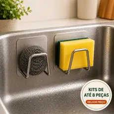 Suporte / Gancho Adesivo Inox - Porta Esponja ou Bucha para Pia ou Parede de Cozinha