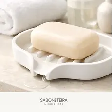 Saboneteira com Dreno Escoamento de Água Porta Sabonete Banheiro Pia Lavabo 11,5x9cm Branca e Preta