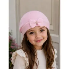 boina infantil de lã com laço e strass
