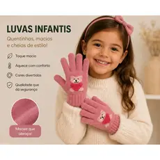 luva infantil menina de ursinho grossa