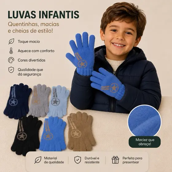 luva infantil menino grossa bem quentinha da estrela