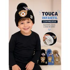 touca gorro de ursinho menino forrada