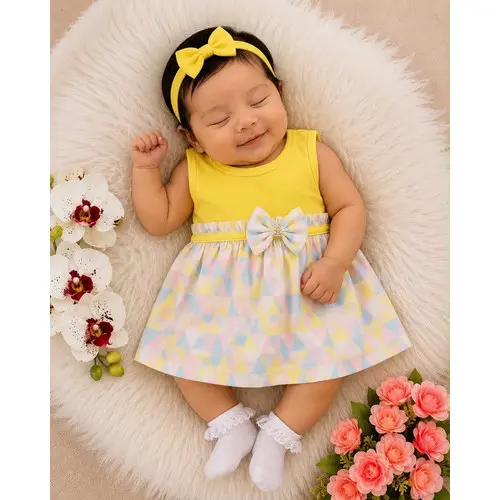 Vestido Para Recém Menina Festa Batizado Poá Casamento Bebê