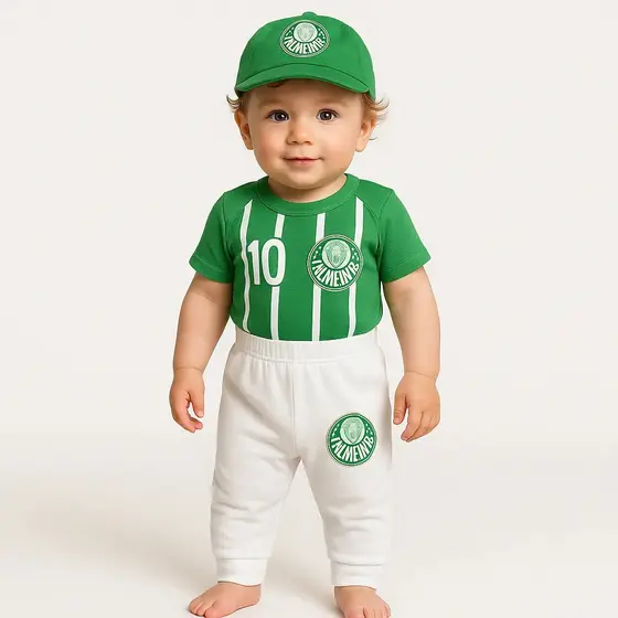 Uniforme Do Palmeiras Body, Calça , Boné, Mijão Mesversario