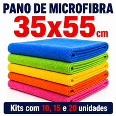 Kit Panos de Microfibra Mágica 35x55 Multiuso Alta Absorção kits c/ 10, 15 e 20 Unidades