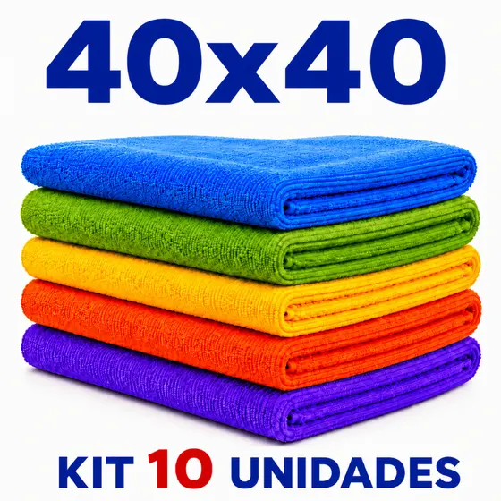 Kit 10 Panos Microfibra Flanela 40x40 Alta Absorção Multiuso Não Risca Limpa Vidro
