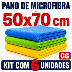 Kit 6 Panos Microfibra Flanela 50x70 Alta Absorção Multiuso Não Risca Limpa Vidro