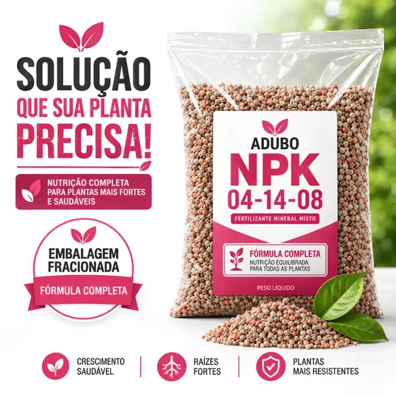 Adubo Fertilizante NPK 04 14 08 Completo para Plantas Enraizamento Hortaliças Hortas Frutíferas