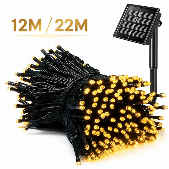 Cordao De 100/200 Leds Solar 12/22M USO EXTERNO Promoção Natal Externo Fixo E 8 Funções Prova D'água Cordão Luzes