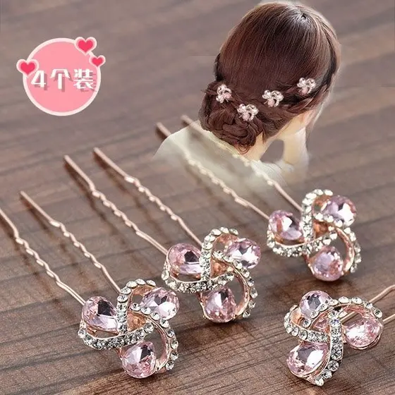 Granny Pan acessórios de cabelo flor de cristal hairpin mãe em forma de U hairpin Headdress cabeça traseira quebrado ins