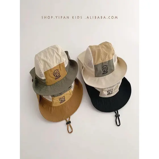Crianças protetor solar chapéu de sol verão estilo fino malha respirável masculino feminino bebê grande borda acampament