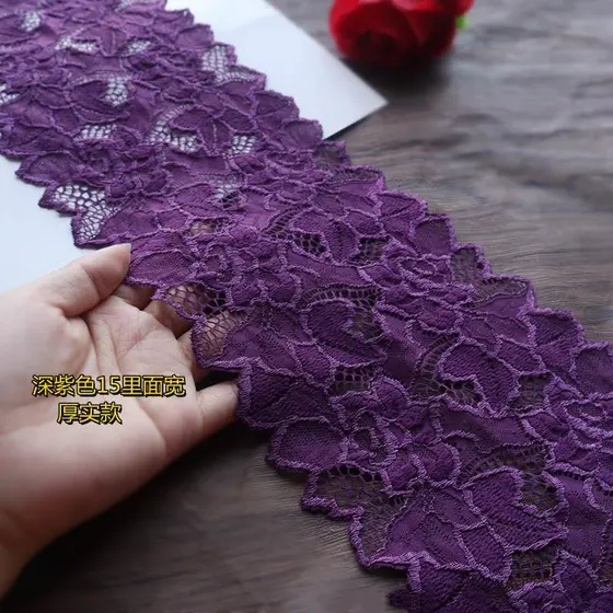15cm de largura roxo escuro largo bordado estiramento acessórios renda saia bainha envolto peito manguito decote acessór