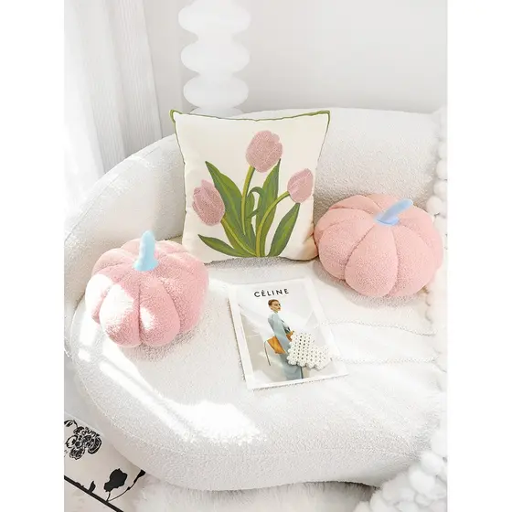 Ins tulipa abóbora travesseiro dos desenhos animados moda criativa almofada rosa verão travesseiro algodão fronha estilo