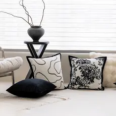 Moderno simples preto branco Chenille Jacquard almofada travesseiro luz francesa luxo casa sofá quarto travesseiro macio