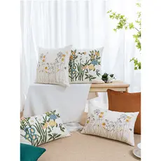 Nordic novo estilo americano travesseiro sofá sala de estar travesseiro bordado estilo Pastoral algodão lona fronha