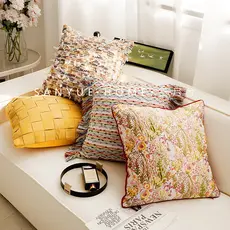 Nordic simples luz luxo vermelho amarelo High-End fronha almofada sofá sala de estar moderno cabeceira flor travesseiro