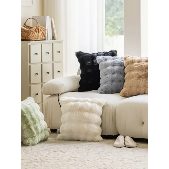 Moderno estilo ins influenciador travesseiro de pele bolha pelúcia sofá quarto almofada creme Nordic fronha
