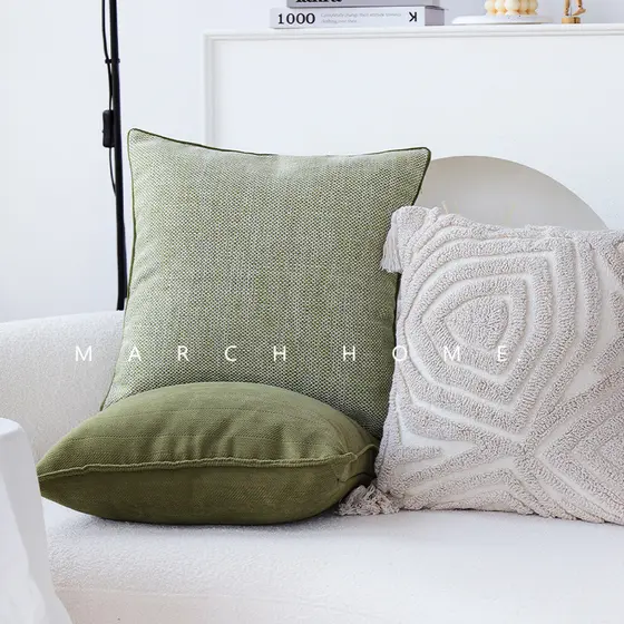 Travesseiro estilo creme verde Cluster Chenille travesseiro sofá almofada modelo quarto Bay janela decoração travesseiro