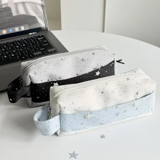 Estilo coreano ins estilo simples estrela lápis caso de alto valor nicho saco de papelaria grande capacidade estudante s