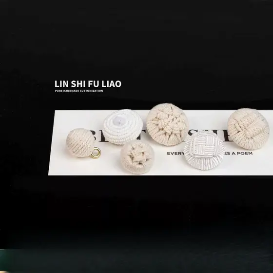 Casaco jaqueta botões de linha tecidos à mão All-match High-end botões decorativos Retro botões acessórios de pele
