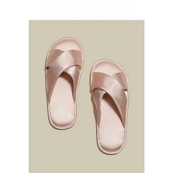Chinelos de cetim de verão francês casa feminina interior High-End cetim primavera outono Anti-deslizamento desodorante