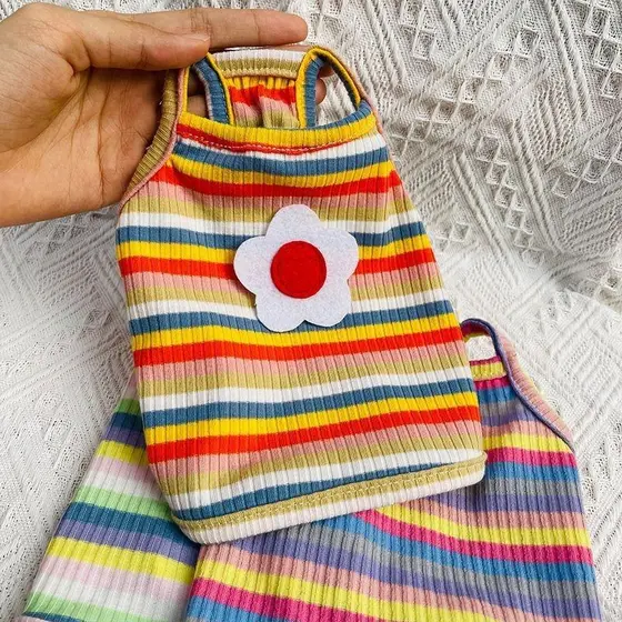 Ins estilo cão gato roupas para animais de estimação colete estilo fino primavera verão estilo Teddy Corgi Bichon pequen