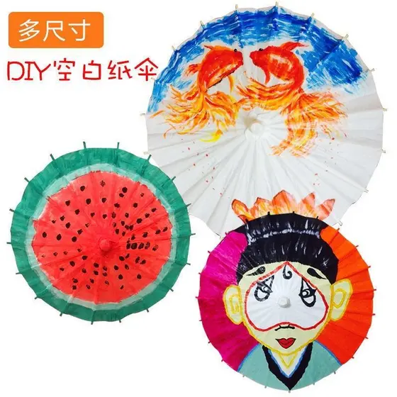 Guarda-chuva de papel diy guarda-chuva pintado à mão jardim de infância criativo crianças guarda-chuva pintado à mão gua