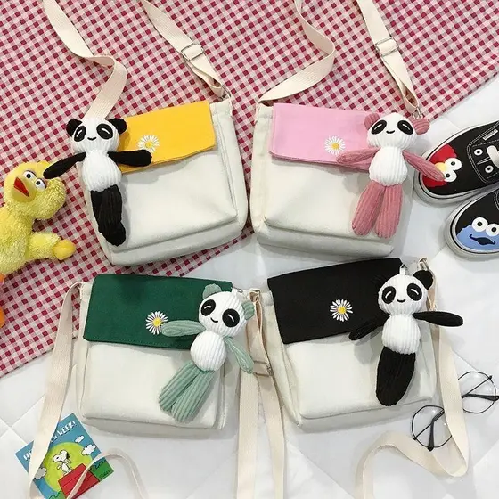 Pequena margarida mensageiro bolsa de lona ins novo estilo de um ombro pequeno saco Mini All-Match influenciador telefon
