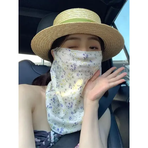 Verão rosto cheio protetor solar máscara feminina condução equitação Anti-UV babador véu máscara capa pescoço protetor p