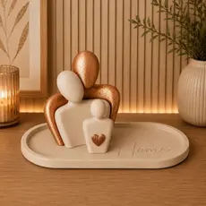 Escultura Decorativa Família com Bandeja Home | Enfeite Moderno para Sala e Aparador