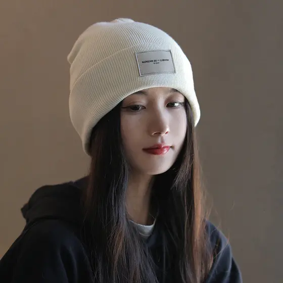 Chapéu de lã quente de inverno feminino engrossado chapéu de malha cúpula sem aba versão coreana All-Match chapéu de con