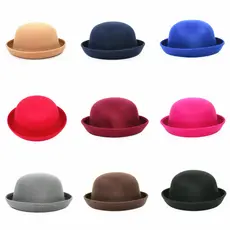 Britânico pequeno chapéu redondo Retro lã chapéu feminino versão coreana moda chapéu imitação de lã chapéu de feltro cri