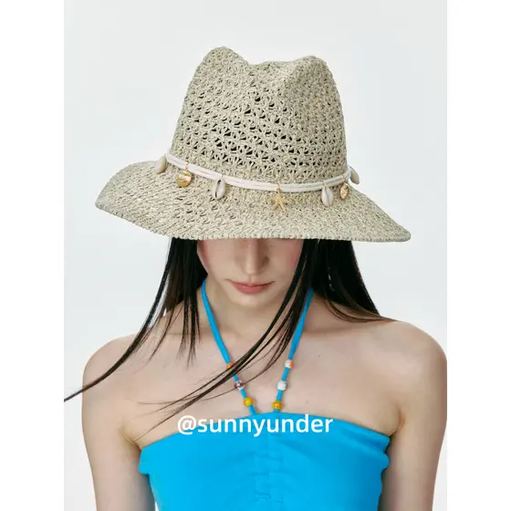 Estilo boêmio concha Jazz chapéu feminino verão oco chapéu de Cowboy viagem protetor solar chapéu de sol férias chapéu s