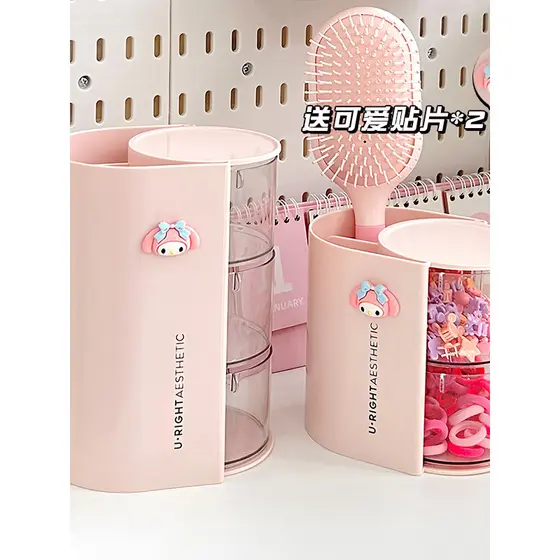 Crianças acessórios para o cabelo caixa de armazenamento rotativo Multi-camada transparente Anti-poeira laço de cabelo m