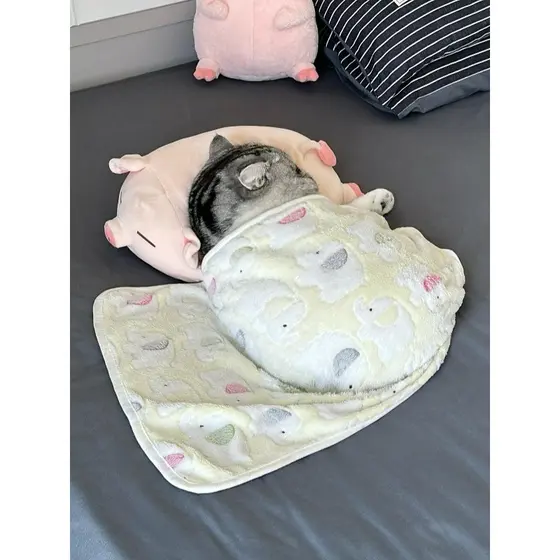 Amarelo bebê elefante gato cobertor almofada ar condicionado colcha bonito animal de estimação especial cão cobertor ver