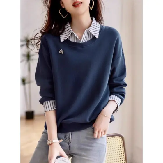 2023 novo estilo elegante temperamento redução de idade moletom de manga comprida feminino outono novo estilo Casual mai