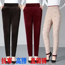 Mãe usar calças femininas outono inverno novo estilo de meia-idade idosos calças de algodão grosso inverno fino-ajuste o