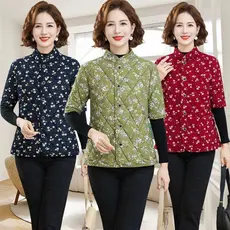 Roupas acolchoadas de algodão para idosos de meia-idade Floral Vovó Colete de meia manga Roupas superiores Novo estilo R