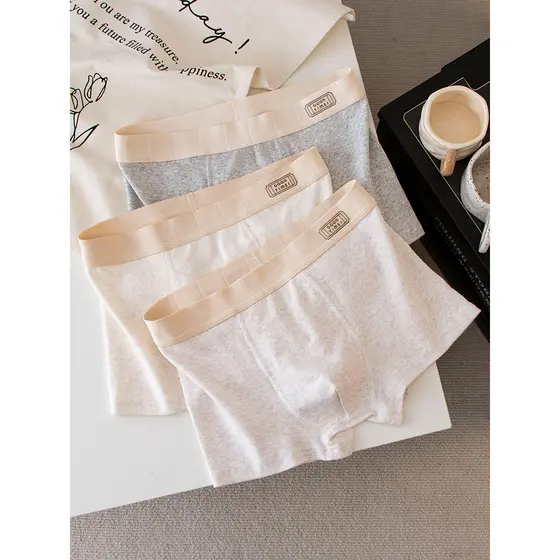 Roupa interior masculina de algodão confortável boxer briefs simples moda boxer briefs na moda meninos único cor sólida