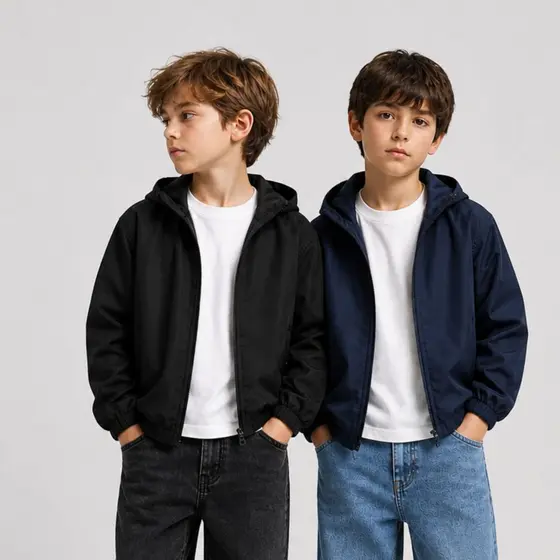 Kit 2 Corta Vento Infantil Masculino Inverno com Capuz 4 a 14 Anos Escolar Dia a Dia