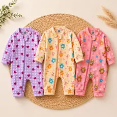 Macacao Bebe Menina Zíper Inverno Soft P ao 3 Anos